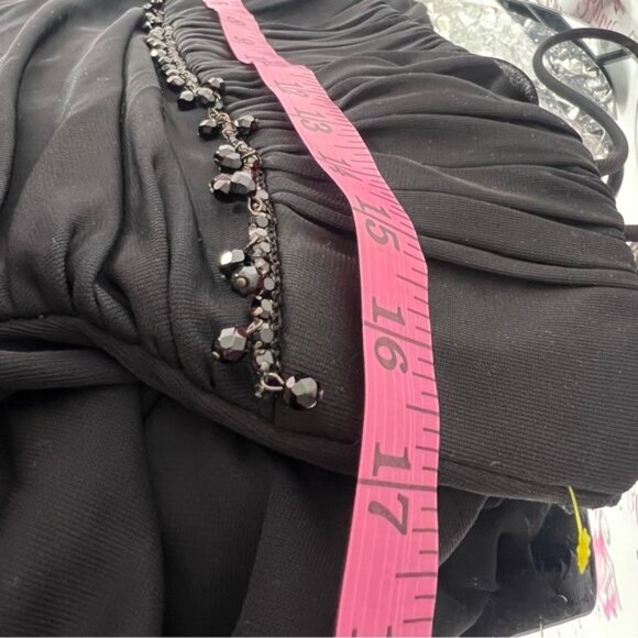 City triangles dress gown tiered ruffle frilly detail beaded black milkmaid tank - Picture 8 of 12